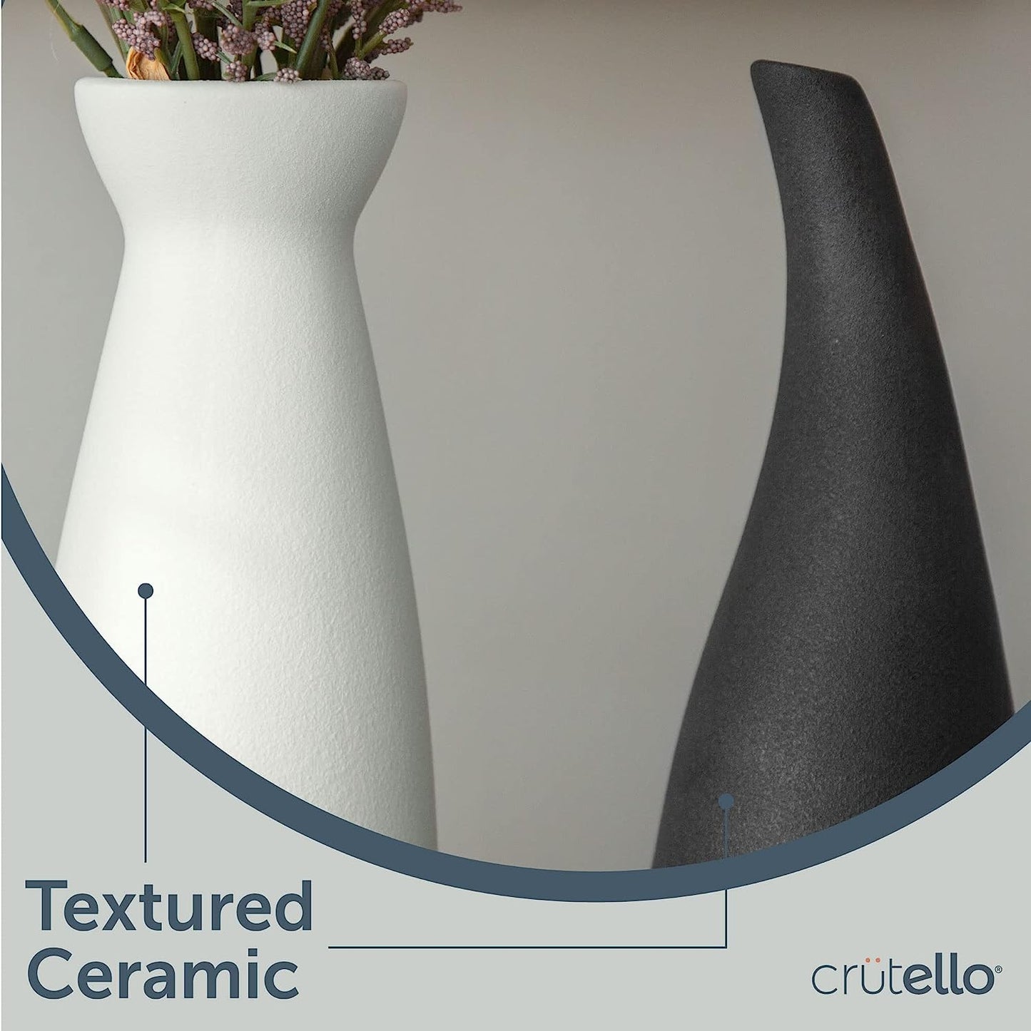 Ceramic Vase Set, Black and White Vase, Black Vases Home Decor, White and Black Ceramic Vase, Midcentury Modern Decor for Home, Mantles, Bud Flowers, Bookshelves, Tables, Entryways