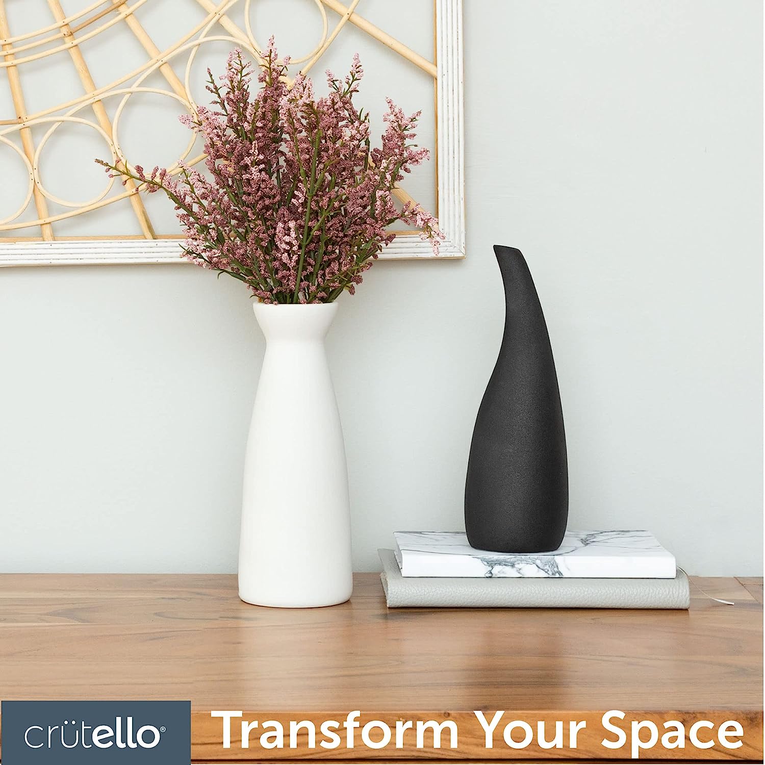 Ceramic Vase Set, Black and White Vase, Black Vases Home