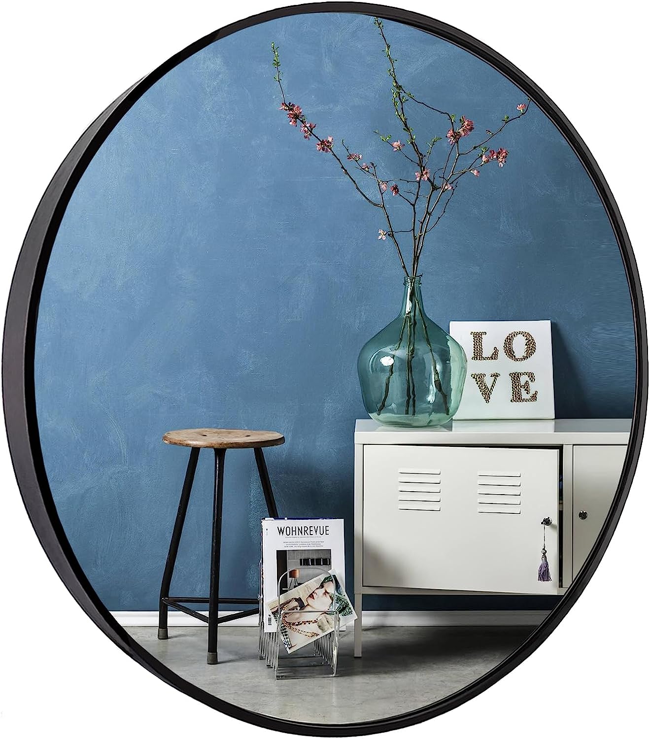 Black Circle Mirror, round Bathroom Mirror 20 Inch, round Wall Mirror Metal Frame, Circle Mirrors for Bathroom, Vanity, Bedroom, Hallway.