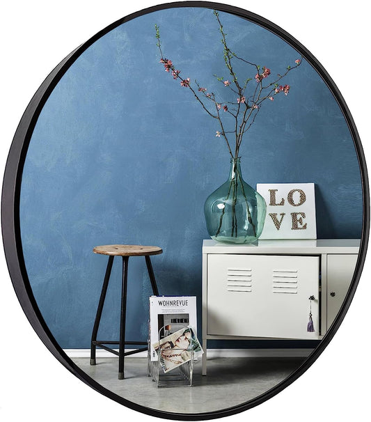 Black Circle Mirror, round Bathroom Mirror 20 Inch, round Wall Mirror Metal Frame, Circle Mirrors for Bathroom, Vanity, Bedroom, Hallway.