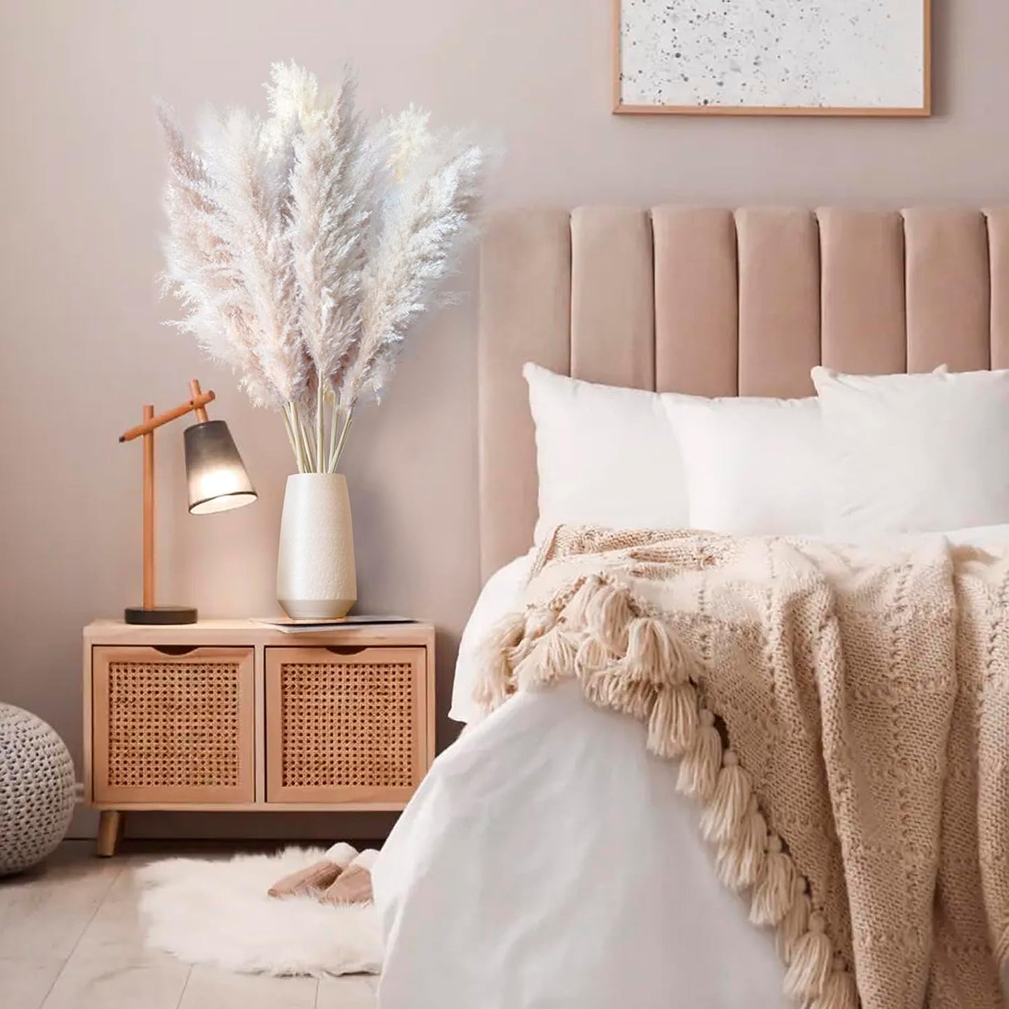 7Pcs 40'' White Natural Dried Pampas Grass - Elegant Fluffy Pampas Grass for Floor Vase - White Pampas Grass Decor Tall - Boho Wedding Decor - Boho Home Decor Dried Flowers