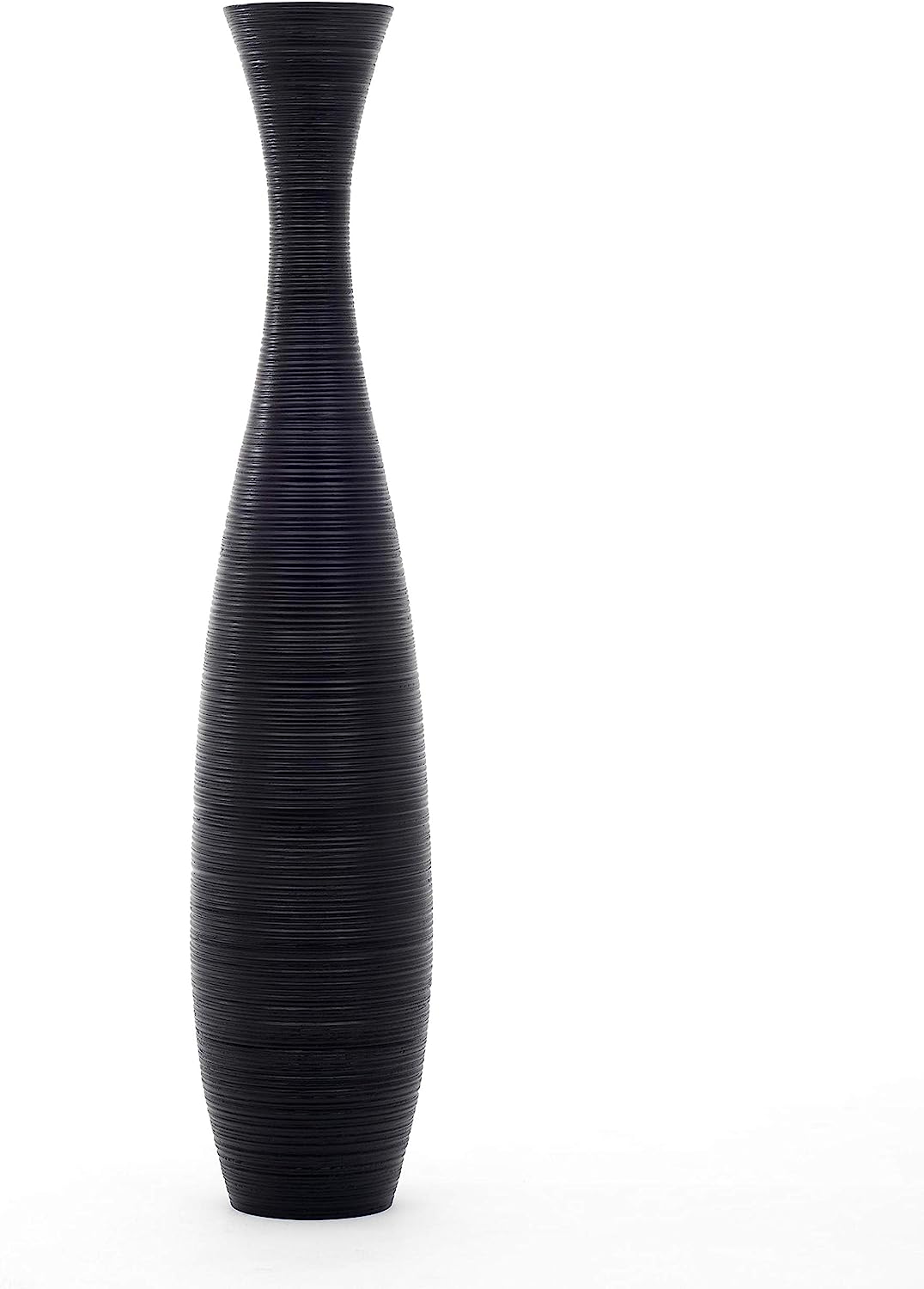 Large Floor Vase – Handmade Flower Holder Made of Wood, Sophisticated Vessel for Decorative Branches and Dried Flowers, 43 Inches, Black