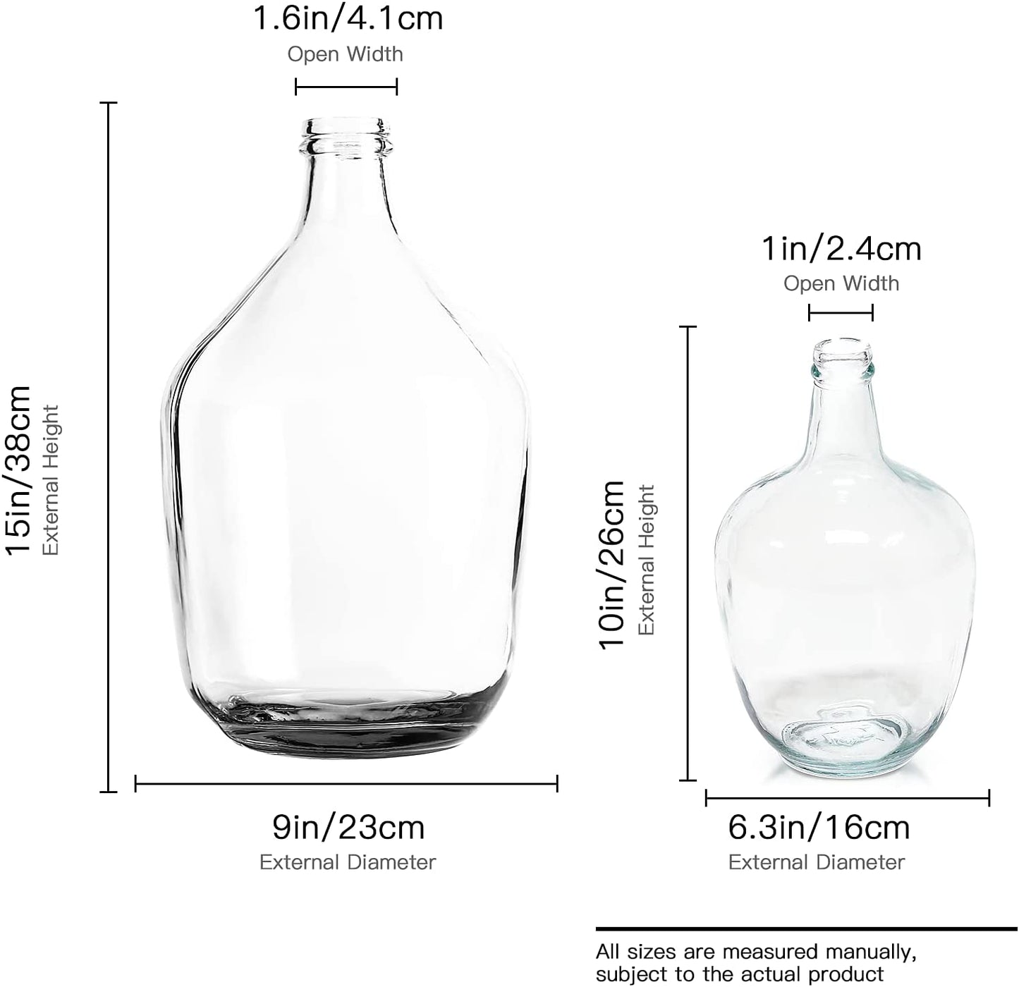 Clear Glass Vase for Decor, Big Belly Bubble Flower Bottle for Home Countertop, Shelf, Centerpiece and Shelf Decoration（9X9X15 In）
