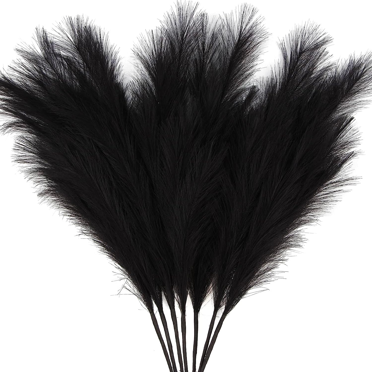 7-Pcs 38"/3.1FT Faux Pampas Grass Large Tall Fluffy Artificial Fake Flower Boho Decor Bulrush Reed Grass for Vase Filler Farmhouse Home Wedding Decor (Black)