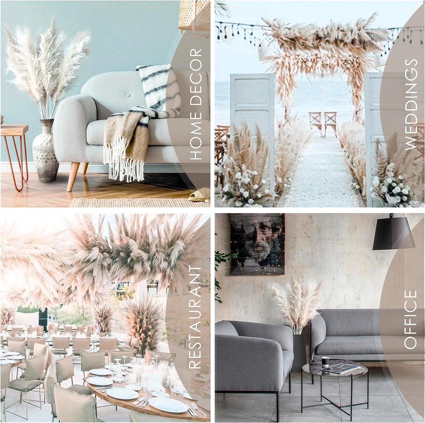7Pcs 40'' White Natural Dried Pampas Grass - Elegant Fluffy Pampas Grass for Floor Vase - White Pampas Grass Decor Tall - Boho Wedding Decor - Boho Home Decor Dried Flowers