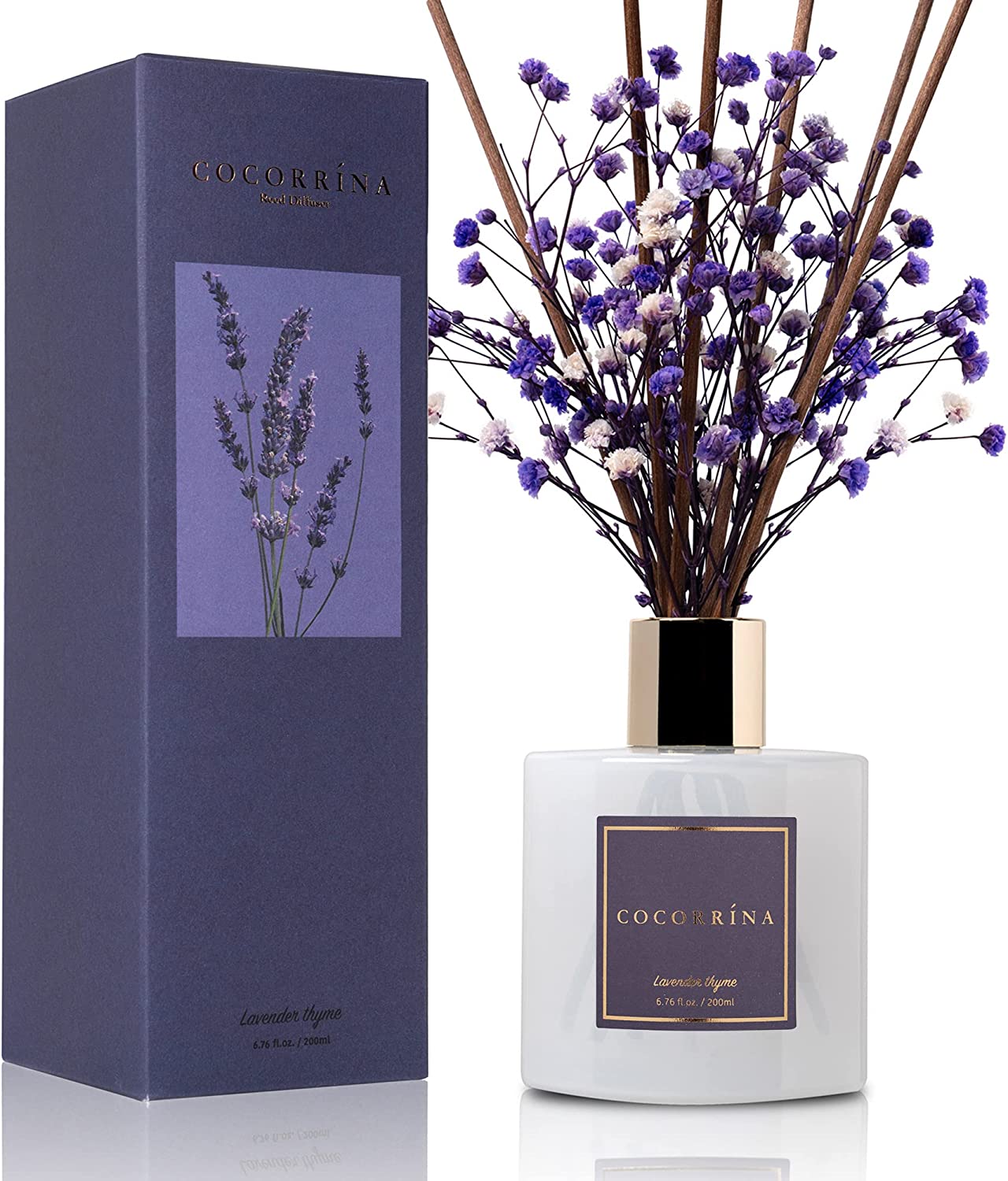 Cocorrína Premium Reed Diffuser Set with Preserved Baby'S Breath & Cotton Stick Sandalwood Rose | 6.7Oz Scent Fragrance Oil Diffuser for Bedroom Bathroom Living Room Home Décor