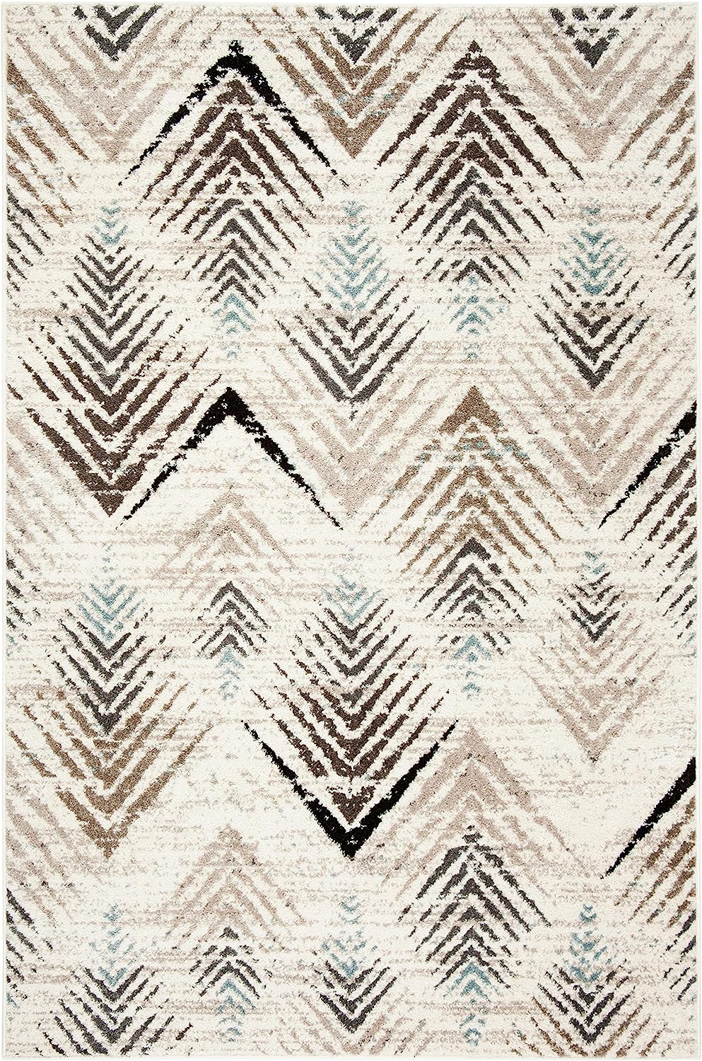 Amsterdam Collection Area Rug - 6'7" X 9'2", Cream & Beige, Modern Design, Non-Shedding & Easy Care, Ideal for High Traffic Areas in Living Room, Bedroom (AMS110A)