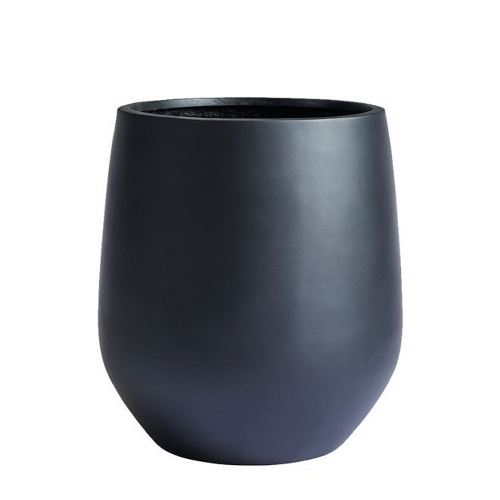 Signature Mount Wilson 1-Piece Fiberstone Tapered Planter, Black, 11.8" H X 11" Dia - Small
