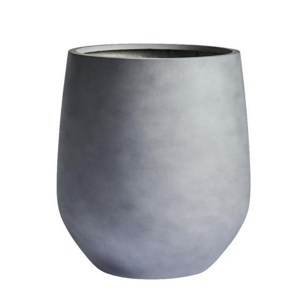 Signature Mount Wilson 1-Piece Fiberstone Tapered Planter, Black, 11.8" H X 11" Dia - Small