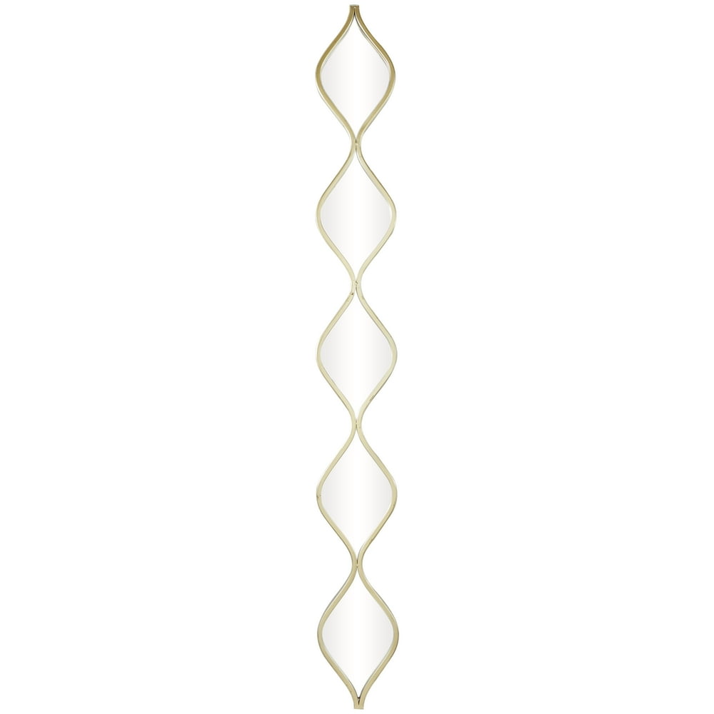 7" X 59" Gold Slim Stacked Chain 5 Layer Wall Mirror with Tear Drop Pattern