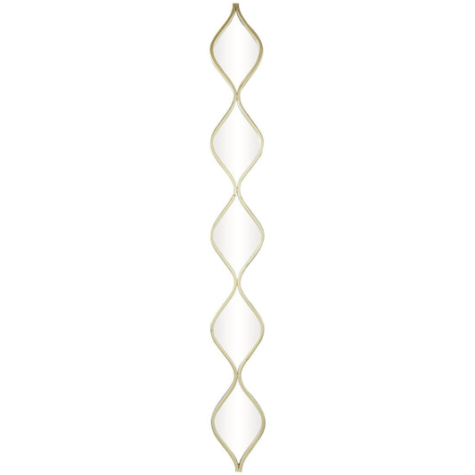 7" X 59" Gold Slim Stacked Chain 5 Layer Wall Mirror with Tear Drop Pattern