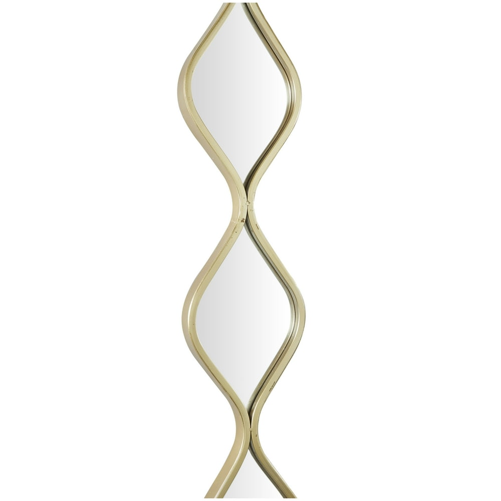 7" X 59" Gold Slim Stacked Chain 5 Layer Wall Mirror with Tear Drop Pattern