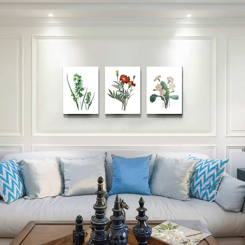 Green Leaves Plants and Flowers Modern Home Art Bathroom Wall Decor，Posters Canvas Prints Wall Art for Bedroom，Wall Artworks Pictures Living Room Wall Decoration Paintings, 12X16 Inch/Piece 3 Panels