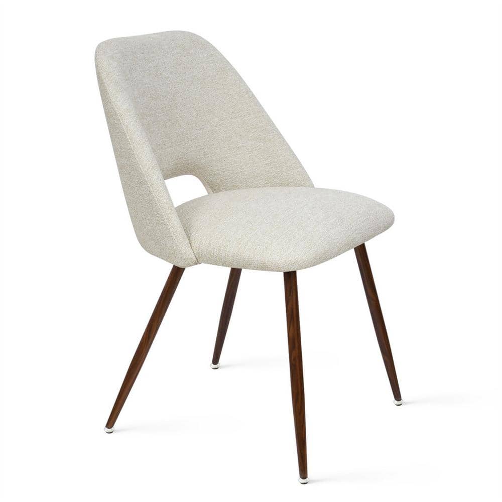 Upholstered Modern Cutout Back Dining Chair with Walnut Leg (Set of 4)