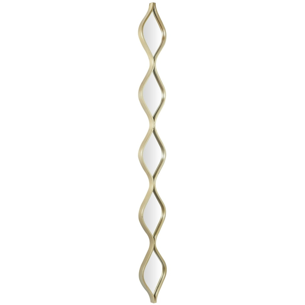 7" X 59" Gold Slim Stacked Chain 5 Layer Wall Mirror with Tear Drop Pattern