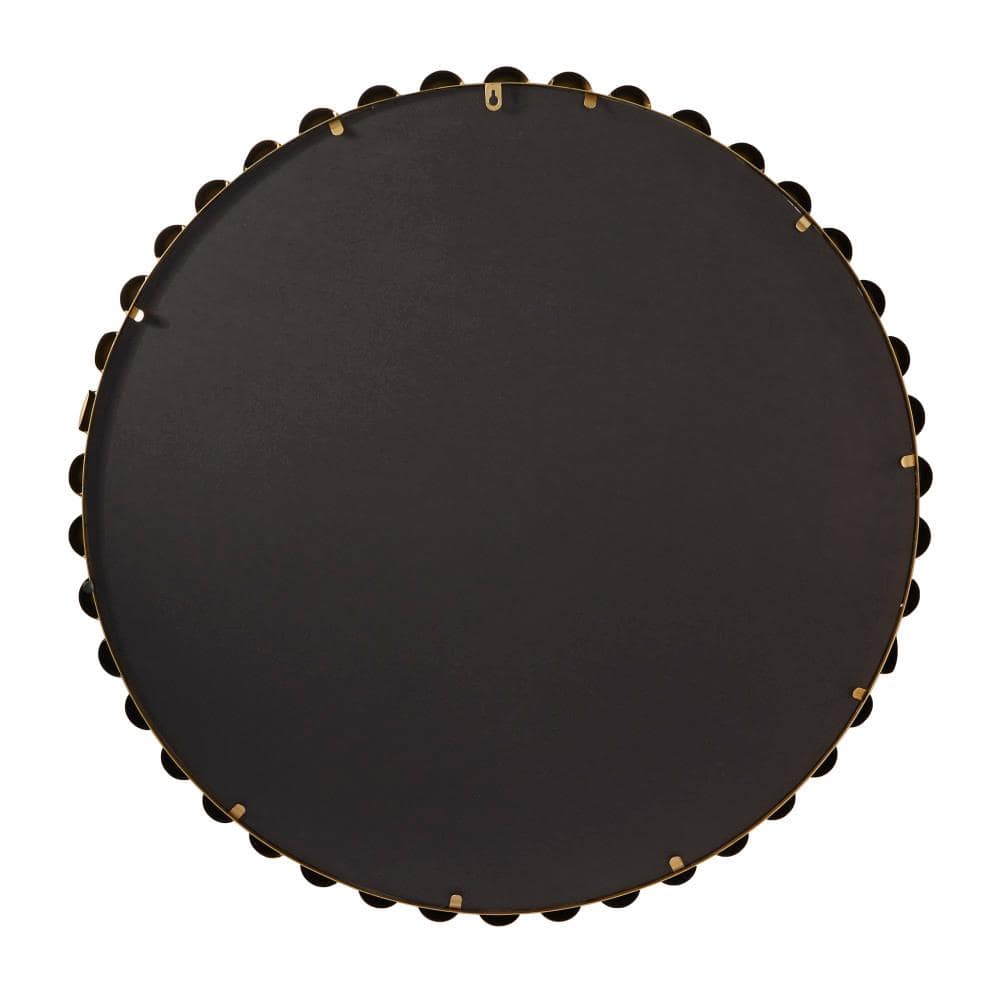 36 In. X 36 In. round Framed Gold Wall Mirror with Beaded Detailing