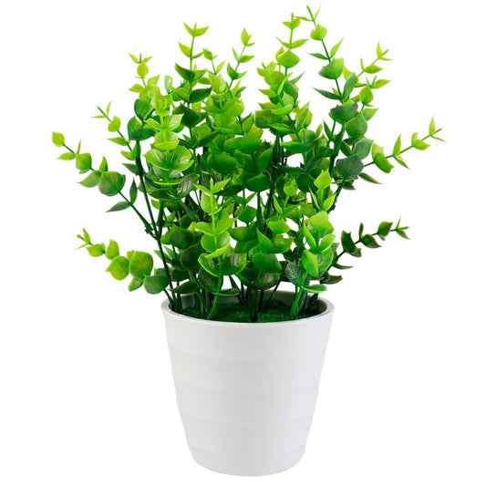 Indoor Artificial Potted Plants Plastic Eucalyptus Stems Leaves Plants Small Fake Plants in Pot Faux Plants for Home Office Desk Room Greenery Decoration