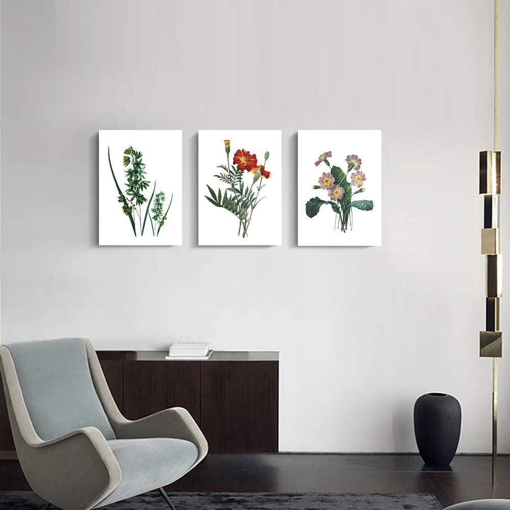 Green Leaves Plants and Flowers Modern Home Art Bathroom Wall Decor，Posters Canvas Prints Wall Art for Bedroom，Wall Artworks Pictures Living Room Wall Decoration Paintings, 12X16 Inch/Piece 3 Panels