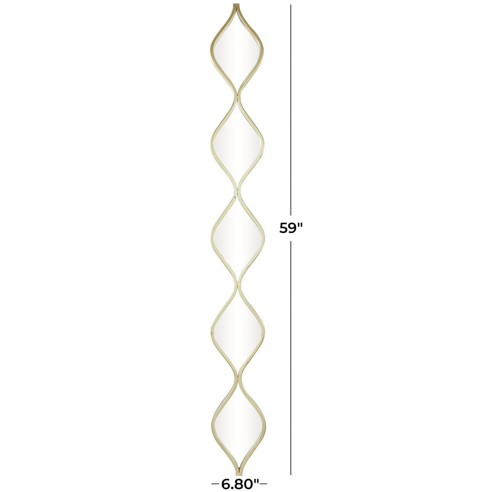 7" X 59" Gold Slim Stacked Chain 5 Layer Wall Mirror with Tear Drop Pattern