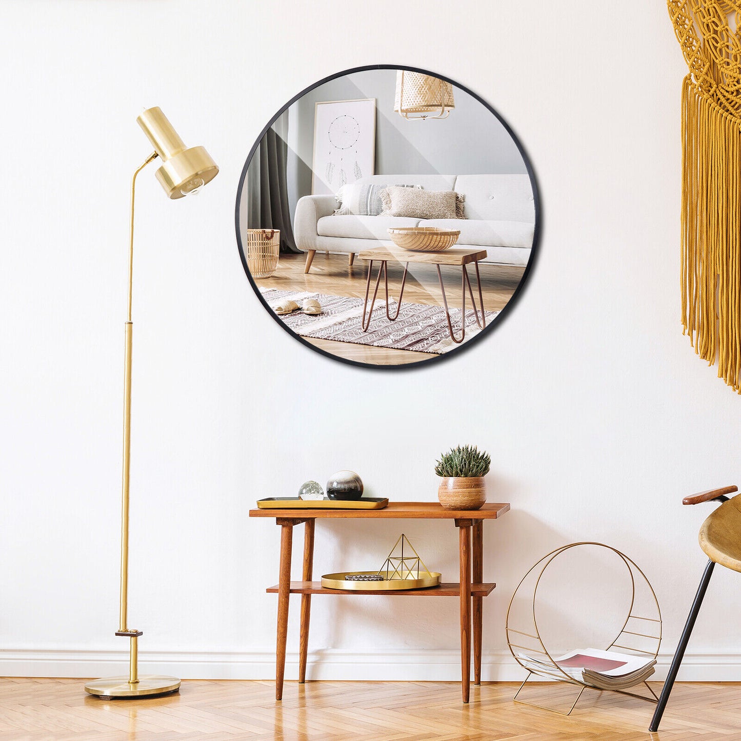 24 Inch Metal Frame round Mirror Home Bedroom Bathroom Decoration Mirror
