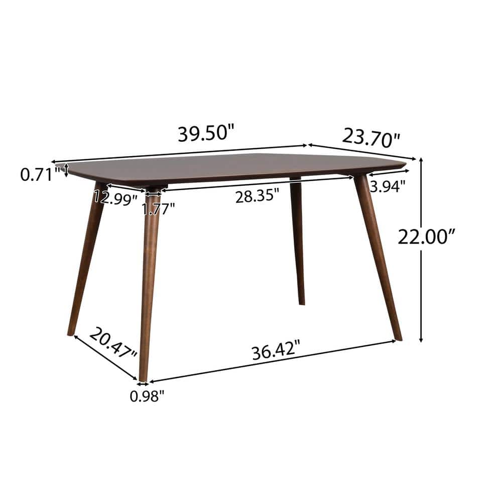 40 In. Walnut Brown Medium Rectangle Wood Coffee Table