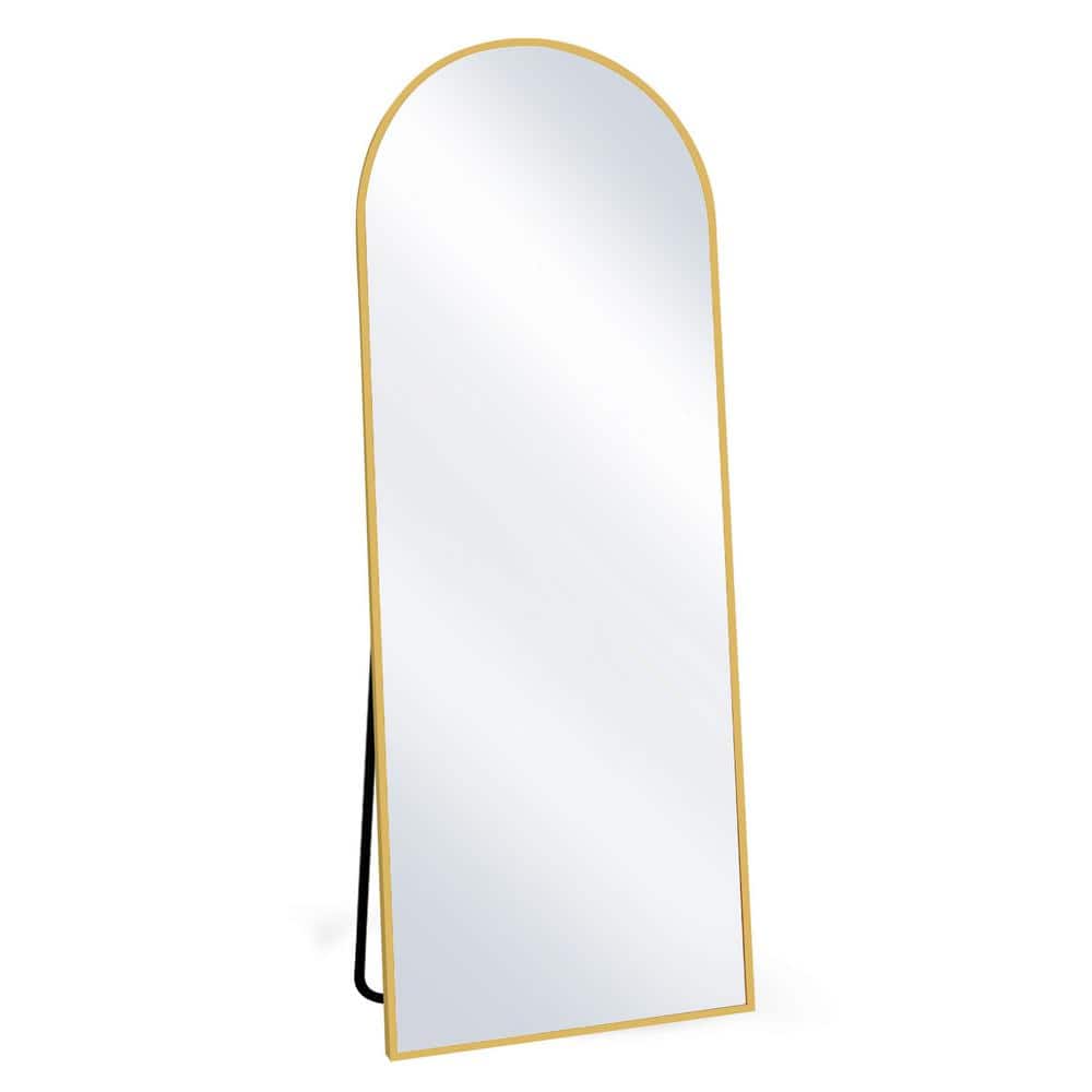 20 In. W X 64 In. H Arched Gold Modern Aluminum Alloy Framed Full Length Mirror Floor Mirror
