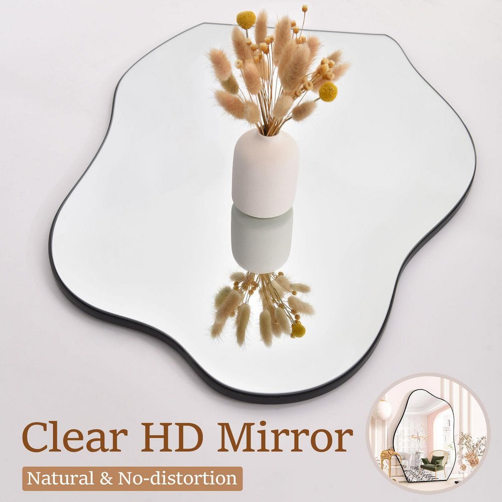 24 In. W X 32 In. H Irregular Modern Frameless MDF Wall Mirror Decorative Mirror